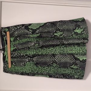 Pink Tartan green imitation snakeskin print full skirt